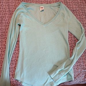 Henley long sleeve shirt with a v neck by Pink from Victoria secret